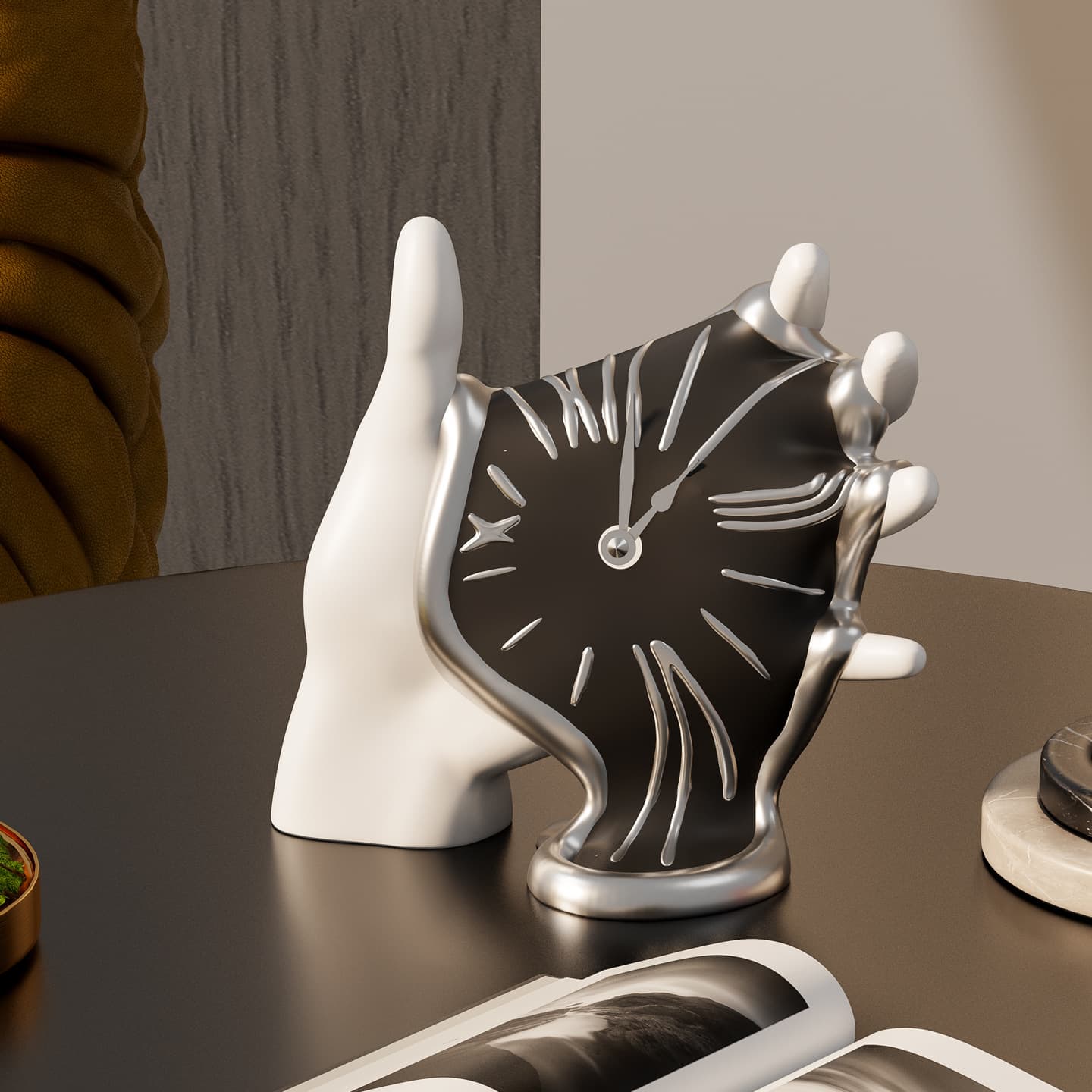 Yibeizi Modern Abstract Geometric Melting Clock Unique Ornament, Showroom High-End Creative Soft Decoration