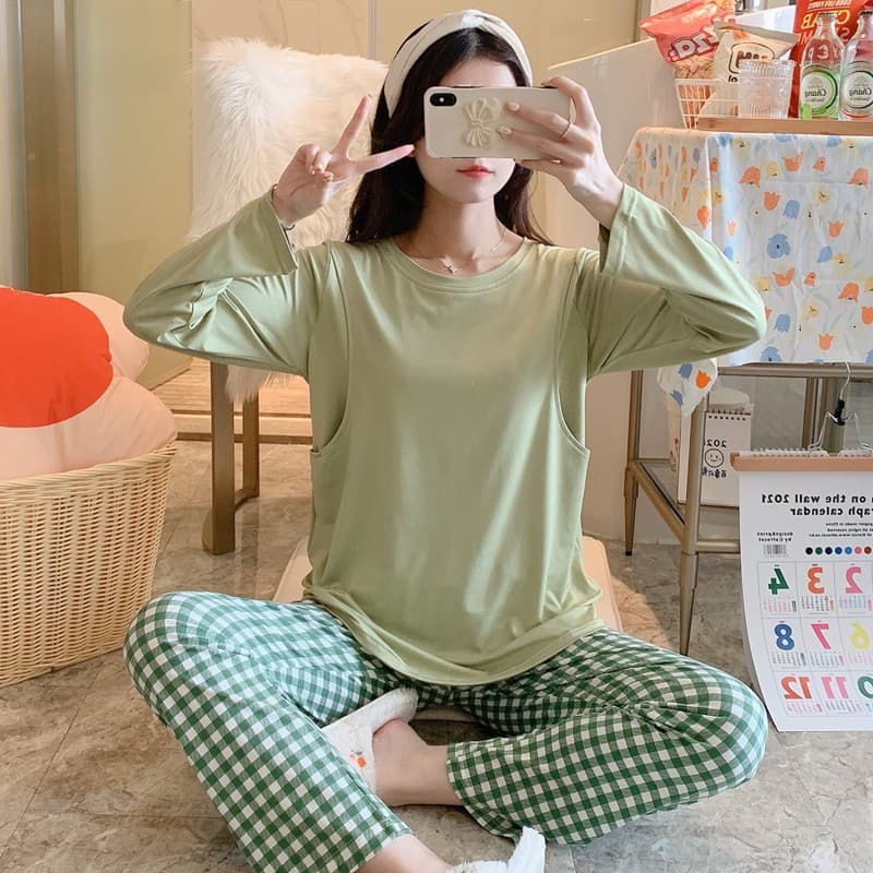 Factory Direct Maternity Pajamas Set for Women Spring Autumn Thin Breastfeeding Postpartum Nursing Homewear