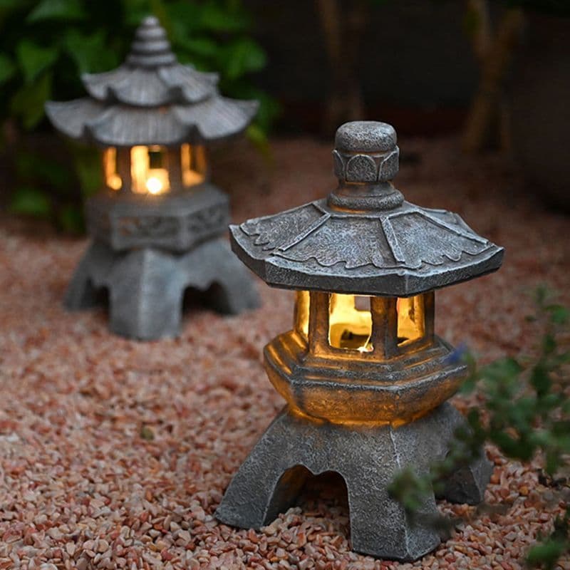 Chinese Antique-style Palace Lantern Solar Outdoor Yard Decoration Ornament Garden Villa Balcony Floor-standing Landscape Light