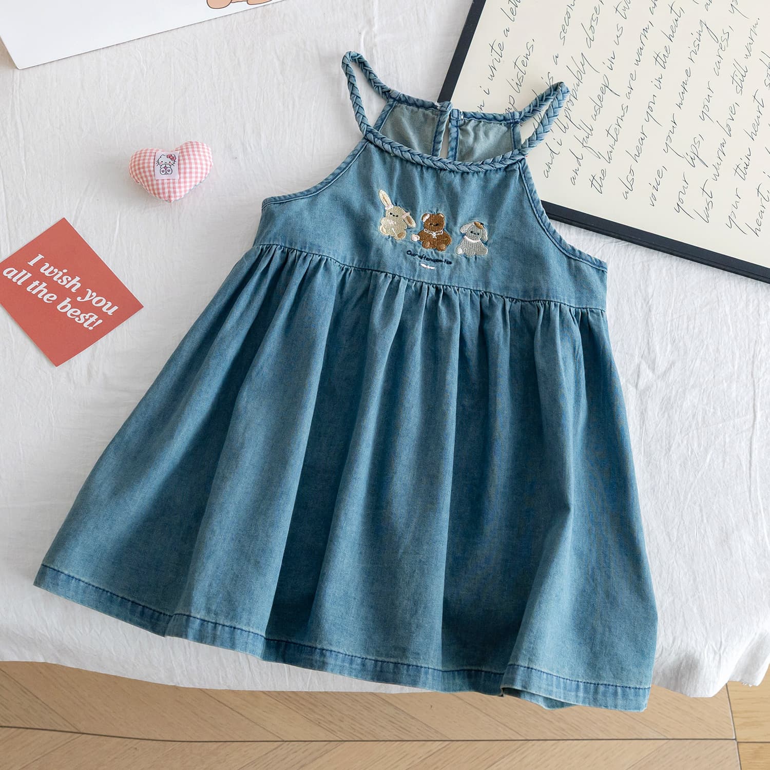 Baby girl denim suspender skirt summer dress cute infant sleeveless vest skirt thin girl fashionable princess skirt