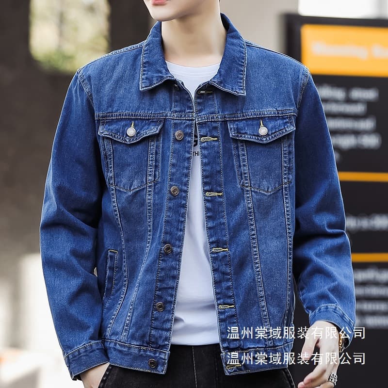 Mixed chain denim jacket men's new spring and autumn casual handsome work jacket men's trendy clothes wholesale