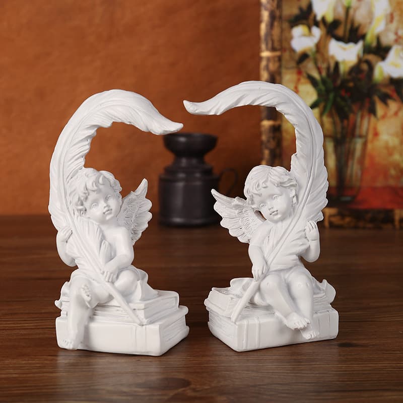 Romantic Feather Angel Ornaments Living Room Bedroom Shop Desktop Decorations Couple Cupid White Praying Angel