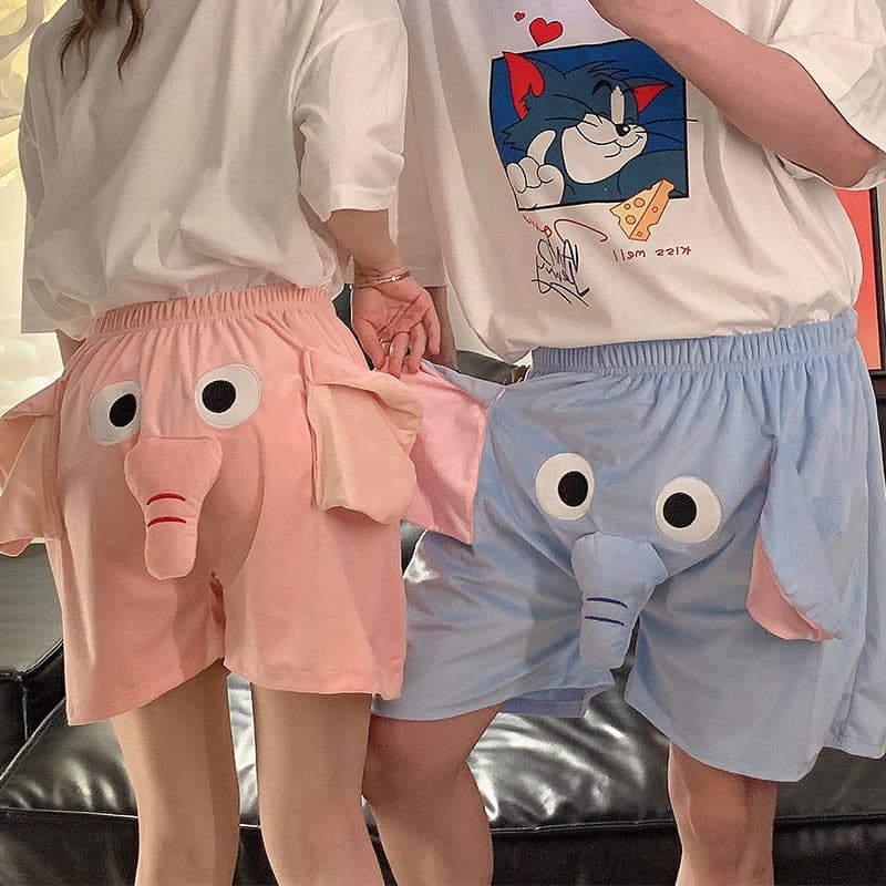 Cute and quirky flying elephant pajamas, casual summer couple shorts, pig-shaped shorts, and ugly fish that squeaky.