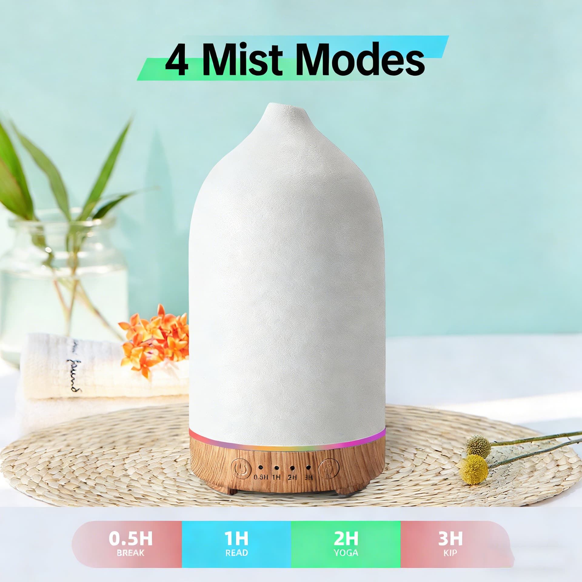 Hot-Selling 7-Color Aromatherapy Diffuser, Timed Mist Spray Essential Oil Diffuser, Ultrasonic Humidifier, Home Quiet