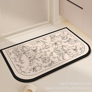 Luxury Minimalist Bathroom Absorbent Quick-Dry Non-Slip Mat Home Diatom Mud Crystal Velvet Door Mat