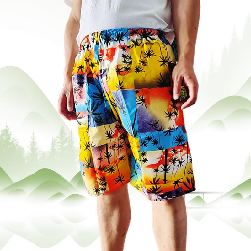 Loose Quick-Dry Beach Shorts for Men, 5-Inch Swim Trunks, Casual Printed Mid-Length Shorts, Plus Size
