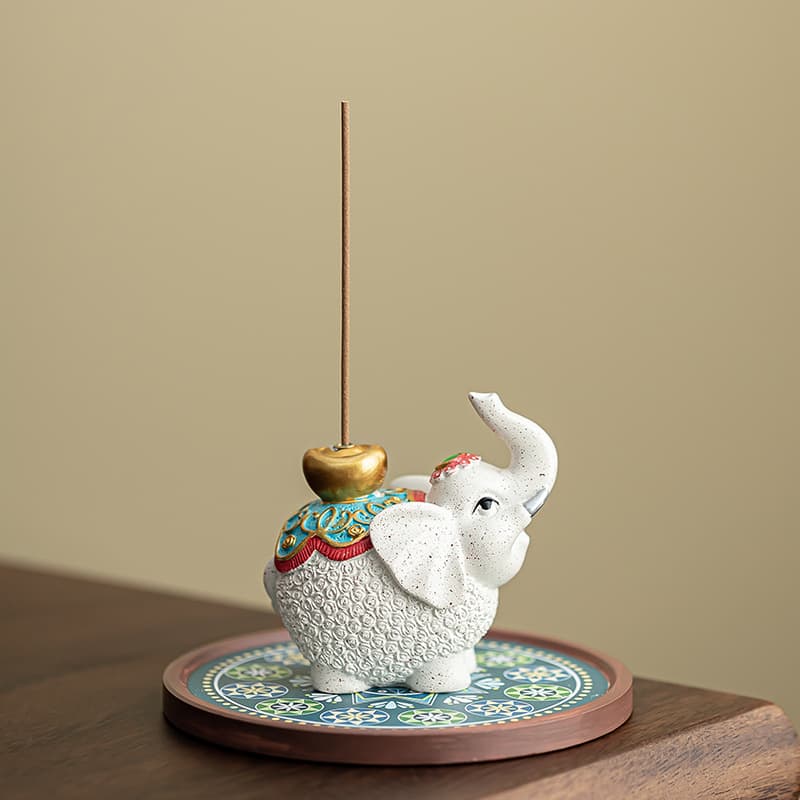 Auspicious Elephant Incense Holder Ornament for Home, Original Design, Wish Fulfillment Stick Incense Burner, Chinese Tea Ceremony Tea Table Aromatherapy Decor