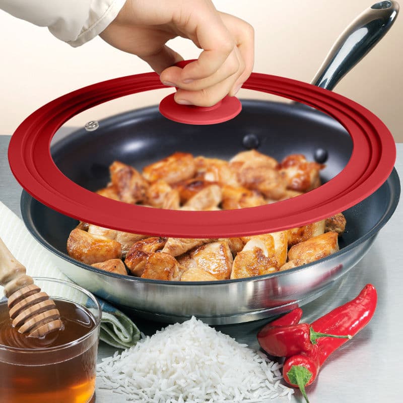 Multifunctional Universal Lid Tempered Glass Silicone Pot Lid Multiple Sizes Household Kitchen