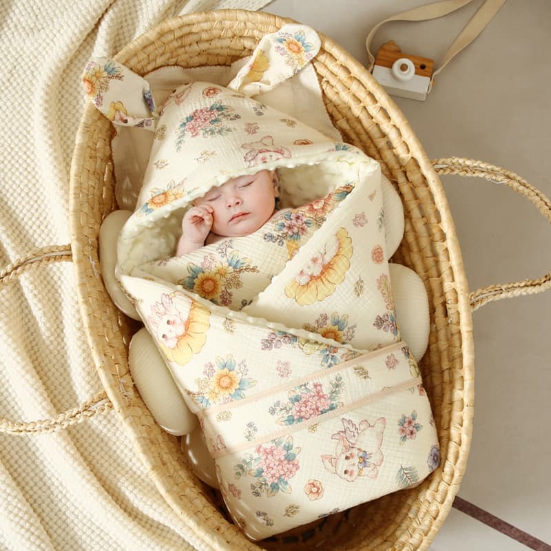 Category A pure cotton newborn baby swaddle blanket, thick style, autumn and winter, plush fleece, pure cotton swaddle, first-time mother's swaddle.