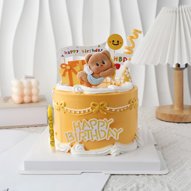 Internet celebrity cute butter bear soft clay cake insert Cupid love bow and arrow children's birthday soft clay decoration