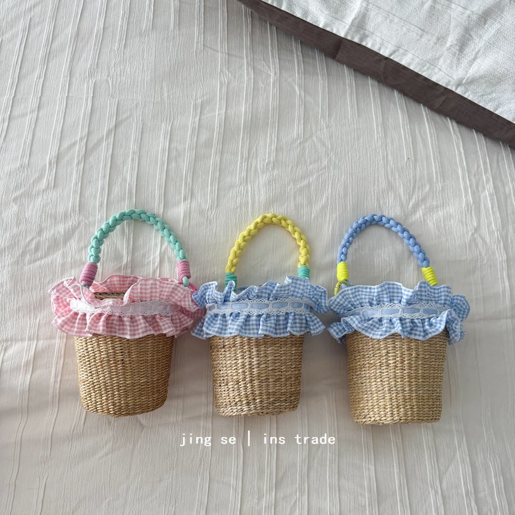 Fashionable Lace-Trimmed Summer Straw Bag for Kids, Baby Girl Vacation Photo Prop Handbag Coin Purse