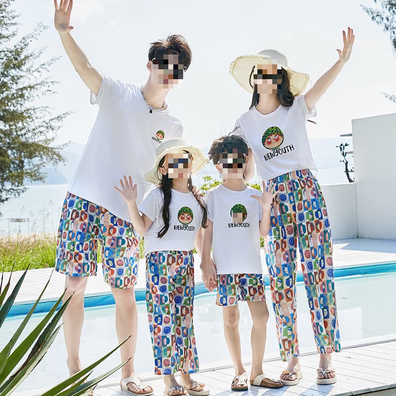 K4H Beach Couple Outfits Summer Seaside Honeymoon T-Shirt Set for Men and Women, Sanya Vacation, Yunnan Tourism, Ethnic Style Clothing