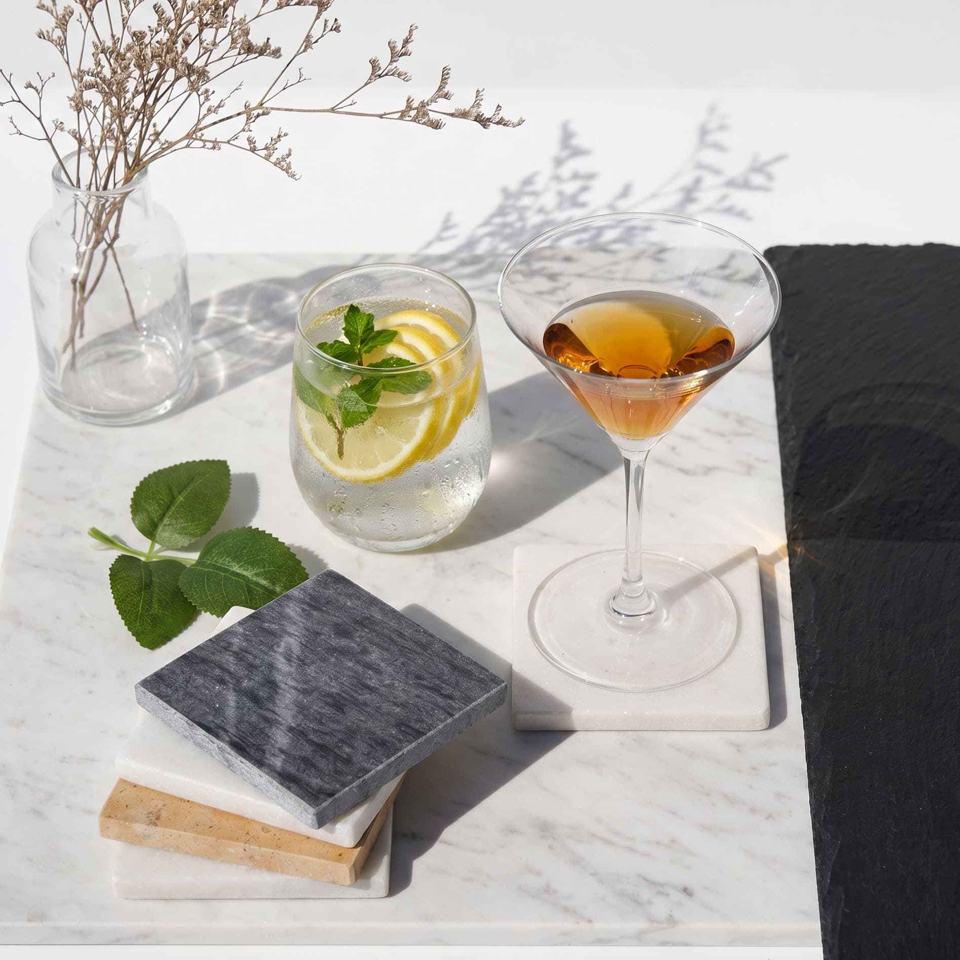 Factory Direct Natural Marble Coaster Heat Insulation Pad Hot Selling for Cross-Border E-commerce Customizable Logo and Size