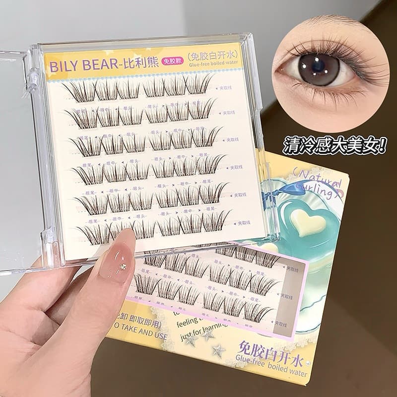 BilyBear sweetheart series glue-free false eyelashes are slender and simulate natural mother's feeling, soft, light and thin black stems