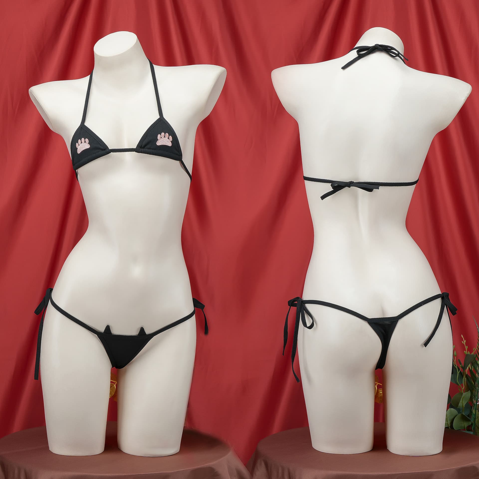 Sexy Lingerie Set Lace Trimmed Bralette Mini Skirt Matching G-string Panties For Women