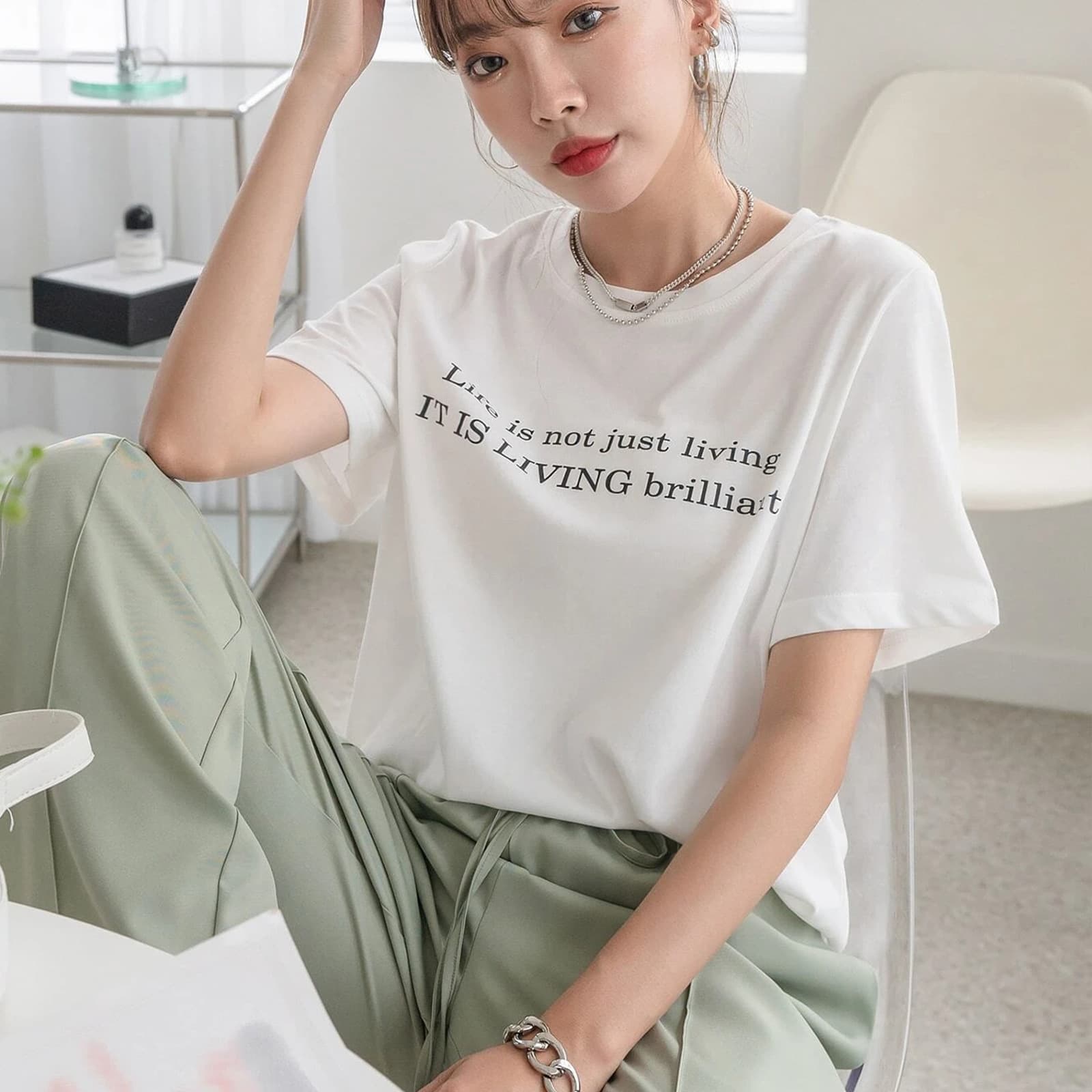 wish cross-border spring new women's DAZY slogan printed loose pullover round neck short-sleeved T-shirt