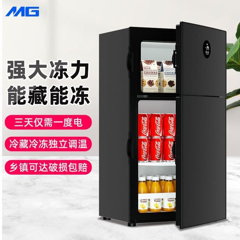 Double Door Mini Fridge for Dormitory, Small Dual Temperature, Energy-Saving, Household Refrigerator with Freezer, Car Refrigerator