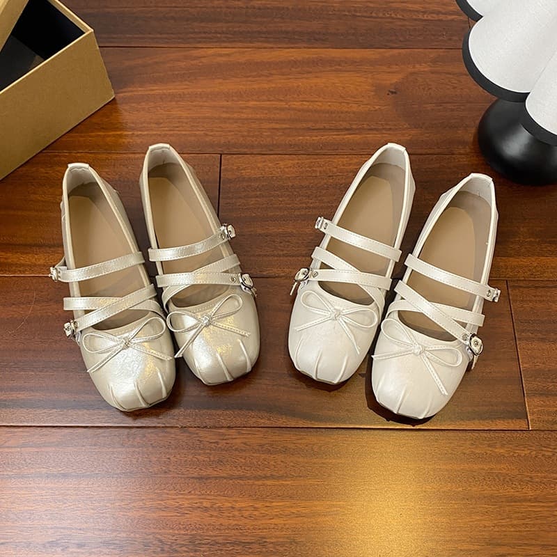 Hidden Wedge Mary Jane Shoes, New Bow French Ballet Flats for Women, Fairy Style Dress Shoes, Soft Sole Flats