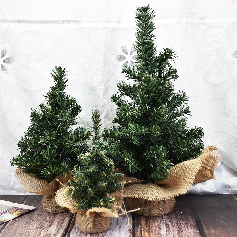 Christmas tree 20cm green tree 30cm mini Christmas tree linen bottom tree Christmas shopping mall window table decoration