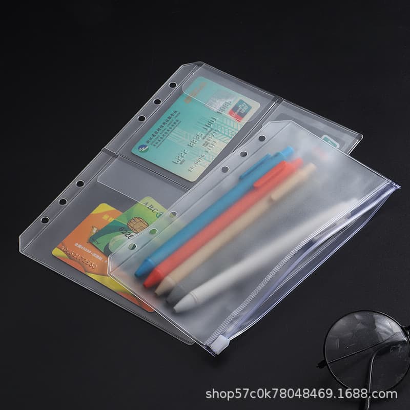 A5 A6 A7 B5 Receipt Storage Bag Standard 6-Ring Loose-Leaf Zipper Pouch Cash PVC Binder Transparent Storage Bag