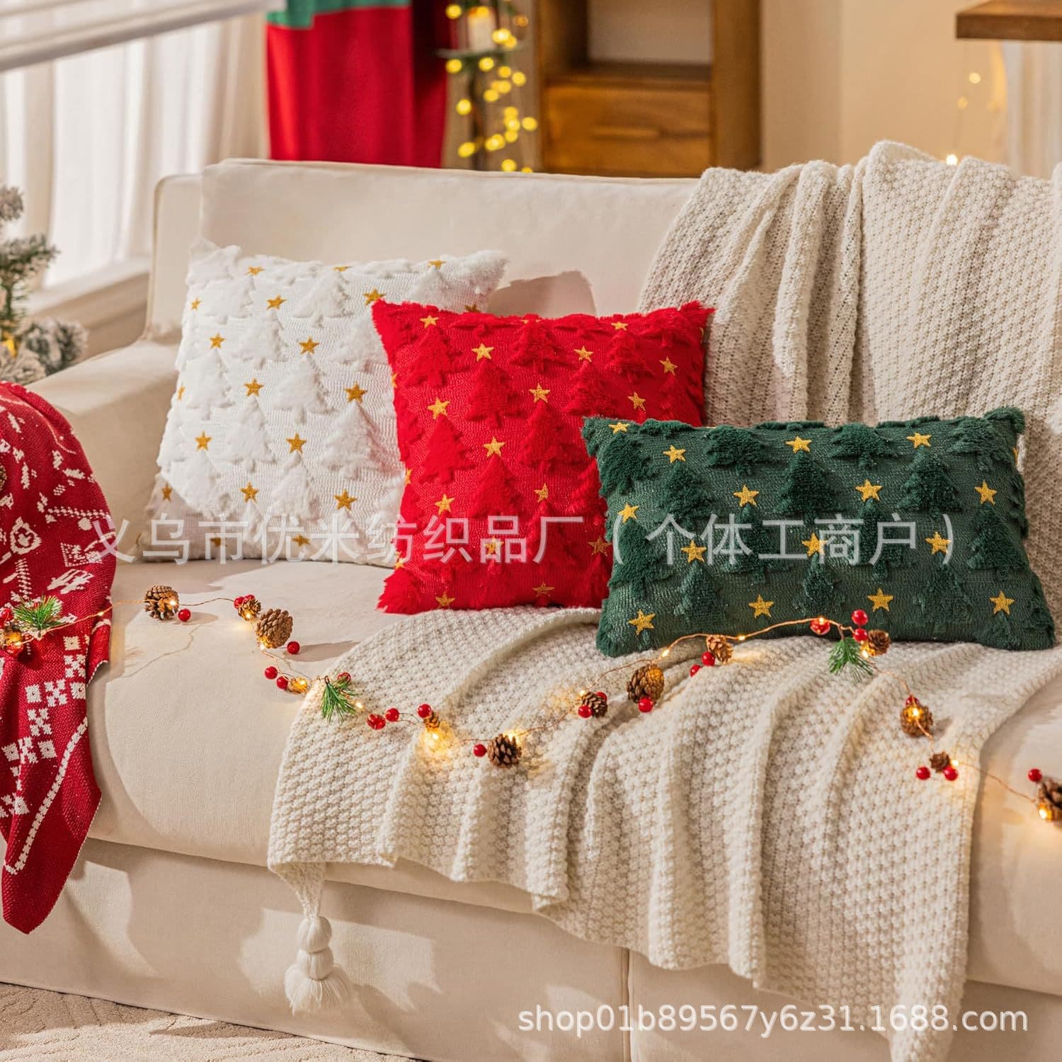 Manufacturer's new Christmas tree pillowcase, American-style holiday pillow, sofa cushion, holiday throw pillow cover
