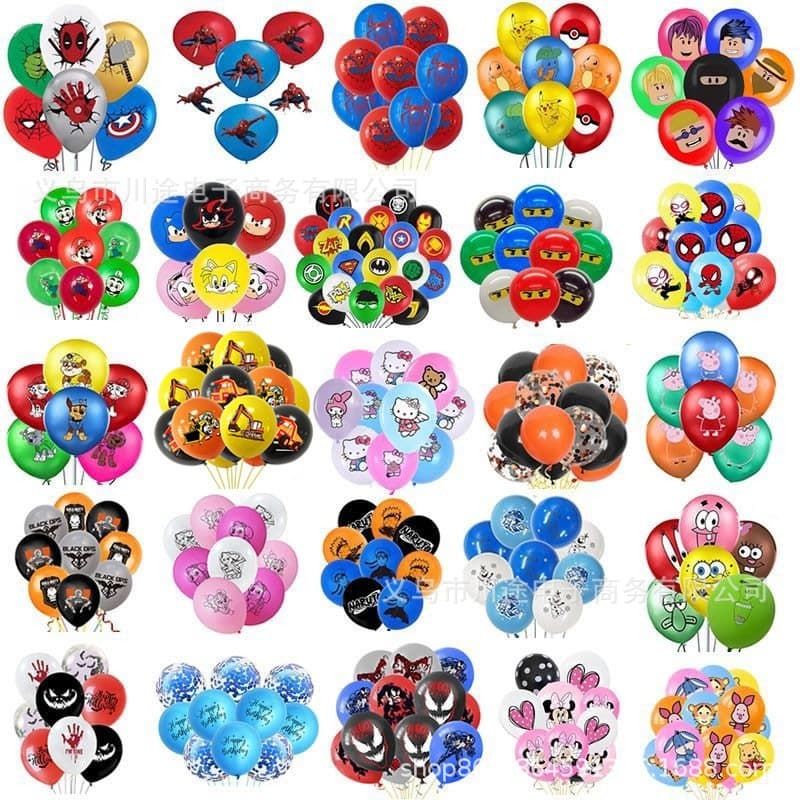 Cross-Border 12inch Latex Balloons Various Cartoon Sanrio Spider-Man Children's Birthday Festival Party Decorative Balloons