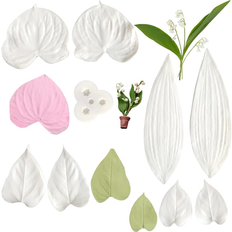 White simulated flower embossed leaf texture petal flower texture clay petal leaf silicone mold