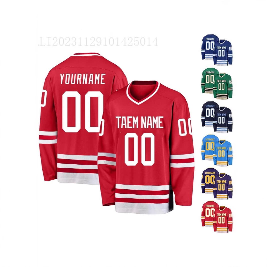 2026 Cross-Border Europe America Amazon New Men's Long Sleeve T-Shirt Ice Hockey Jersey 3D Digital Print Heat Sublimation Process
