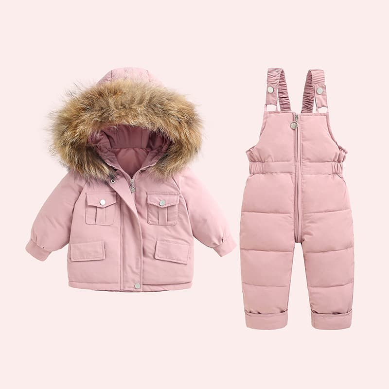 Children's Feather Silk Suit Girls Thick Set Toddler Infant 1-5 Years Old Kids Stylish Two-Piece Winter Outfit Heavy