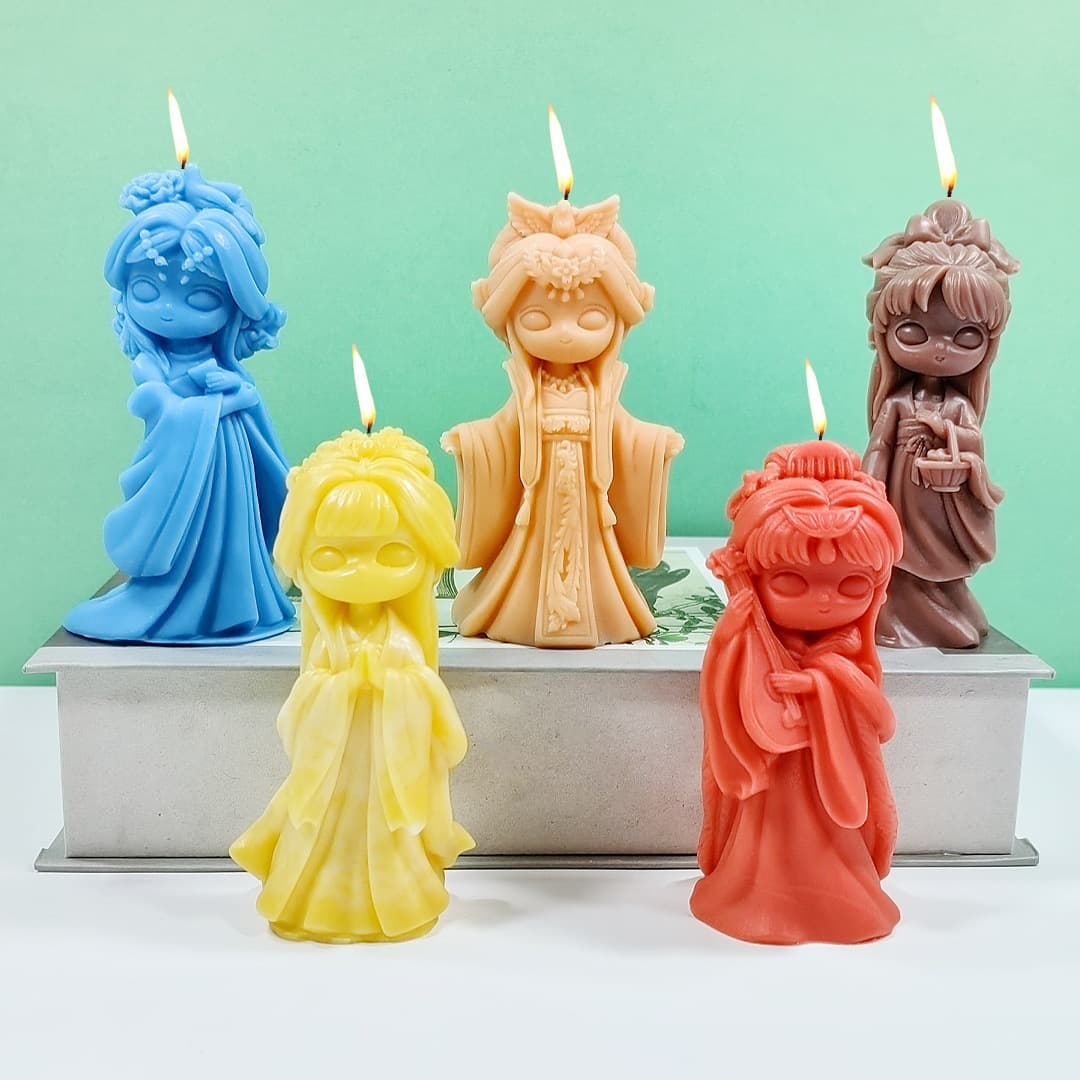 National style Q version lady series silicone mold antique character handmade DIY candle plaster mold D365-368