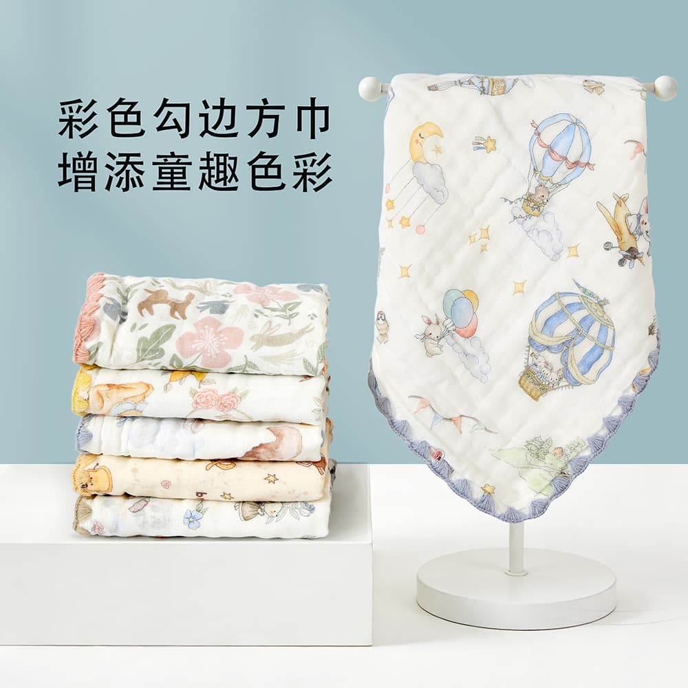 Newborn Gauze Square Towel 100% Cotton Class A 6-Layer Bubble Gauze Baby Face Wash Bath Towel Bib