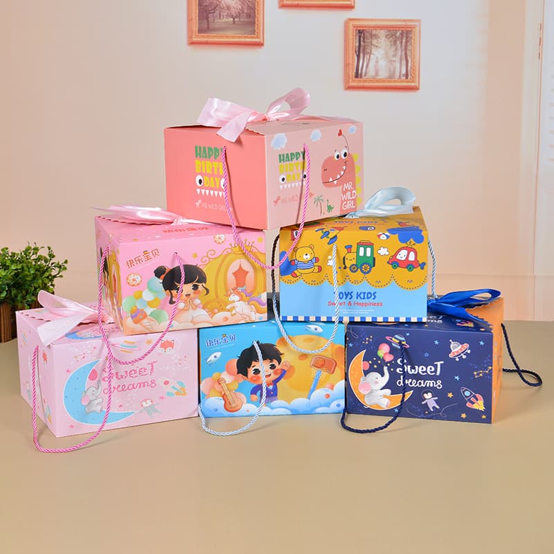Cartoon Cute Children's Full Moon Gift Box Cartoon Accompanying Gift Handbag Baby's Full Moon One-Year-Old Return Gift Box Gift Bag