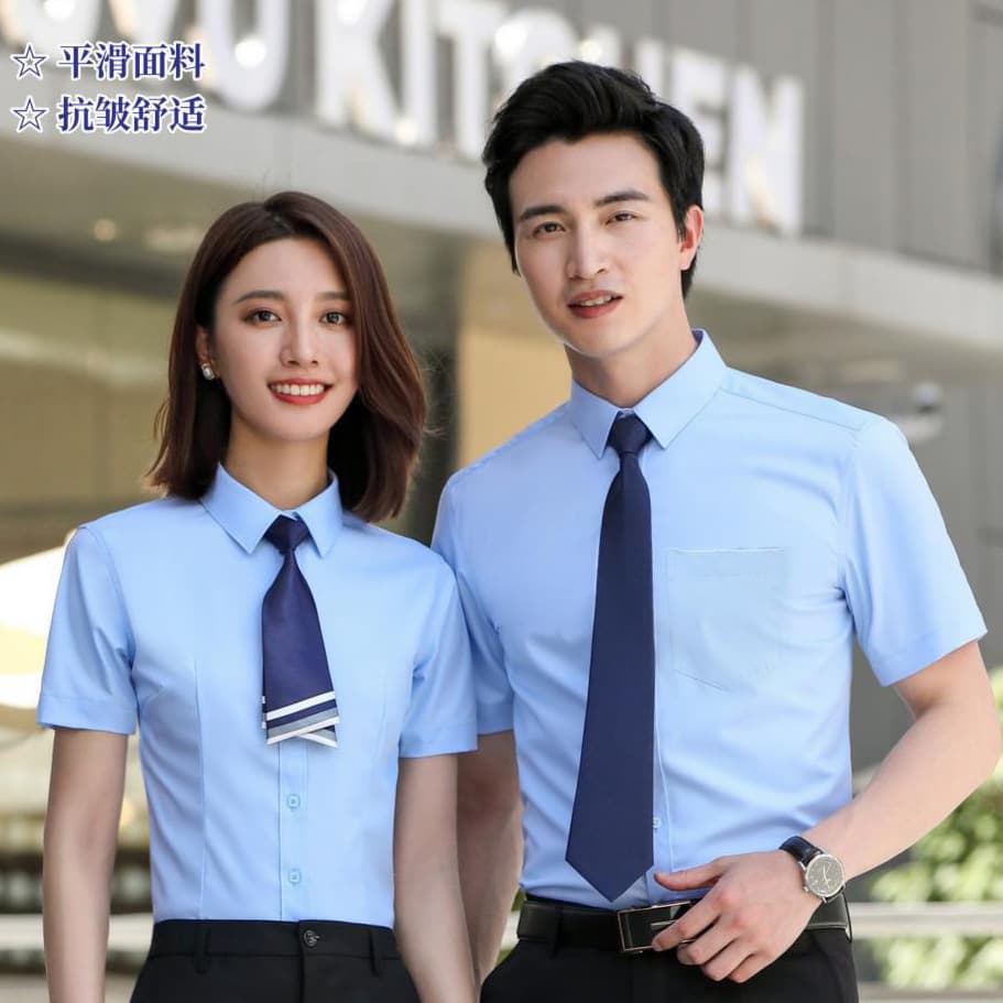 Short-sleeved shirts with custom logo for men and women, cotton short-sleeved white shirts, business formal wear, professional wear embroidery