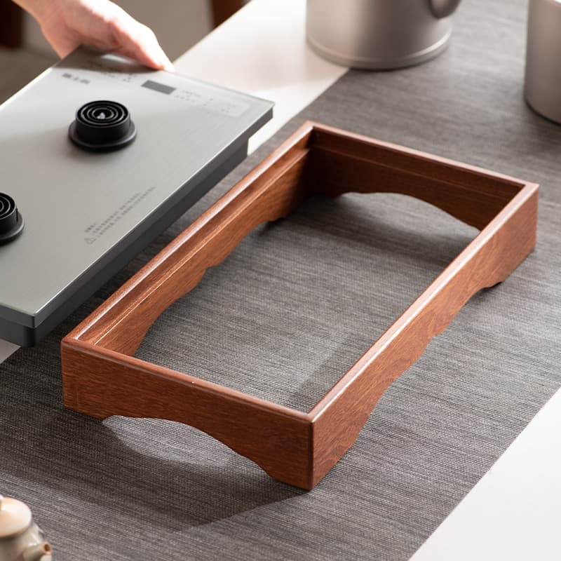 ♔Solid wood frame bracket for electric tea stove, 37*20mm, recessed solid wood kettle frame, walnut wood color.