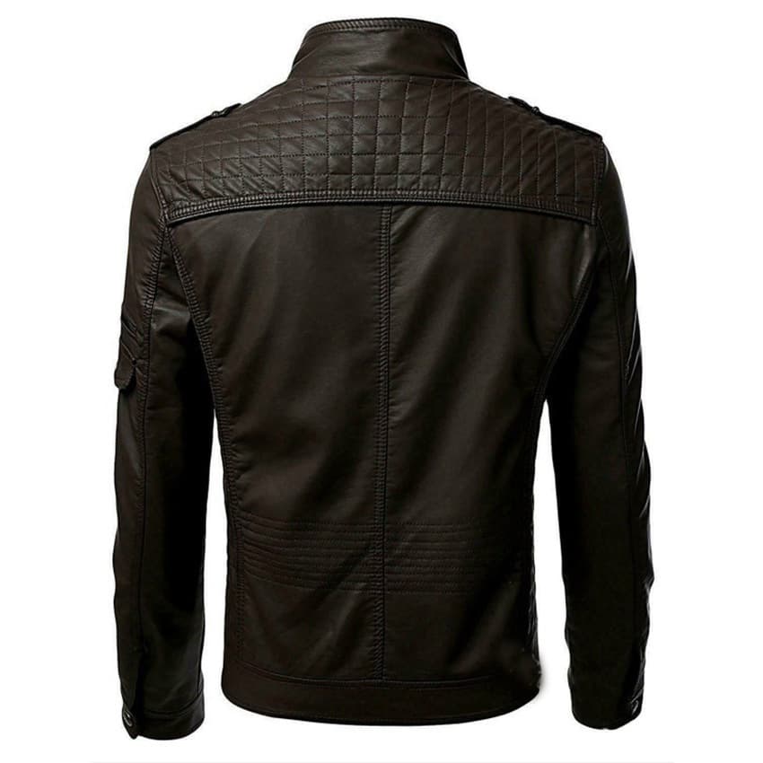 2022 Fall New Foreign Trade Plus Size Leather Jacket for Men, Wish Best Seller, European and American Color Block Stand Collar Leather Coat