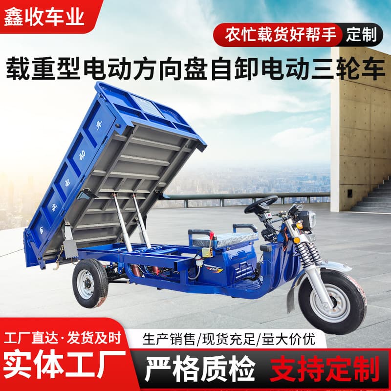 Custom Heavy-Duty Electric Tricycle with Electronic Power Steering, Dump Type, Heavy-Load Electric Tricycle Motorcycle