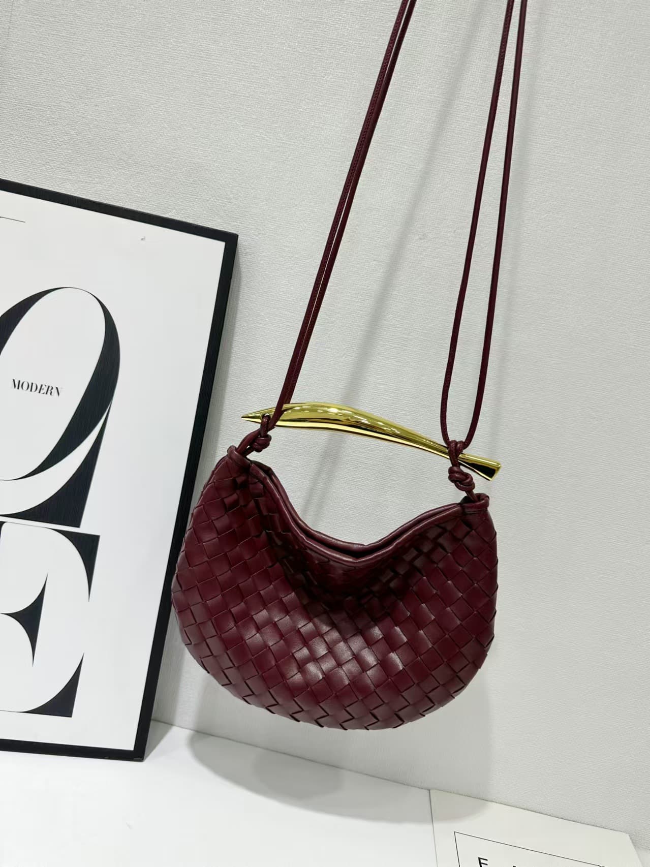 New sardine woven women's bag genuine leather high-end niche design hand bag metal handle dumpling bag small size