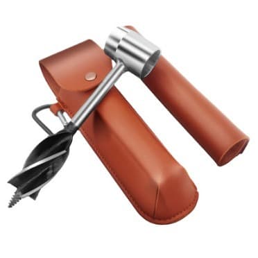 Outdoor Multi-Function Survival Auger Bit, Genuine Leather Woodworking Hand Drill, Spiral Drill Hand Twist Drill Manual Aug