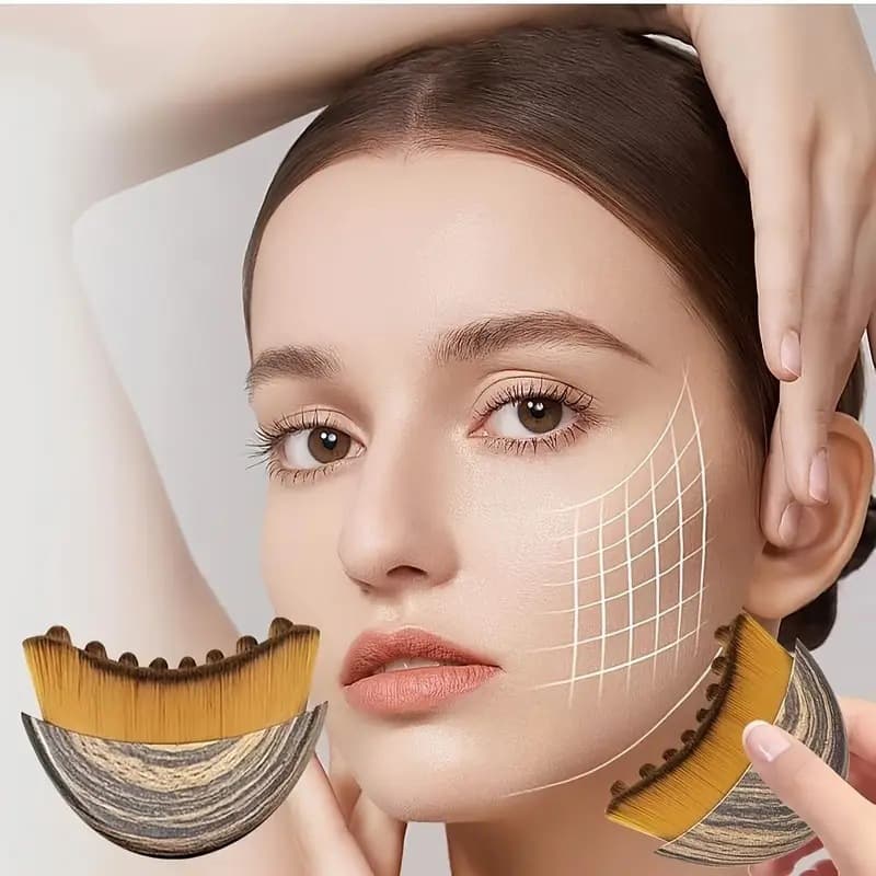 New contour facial brush massage eye and neck care brush crescent moon foundation brush crescent neck scraping eye and neck massage brush
