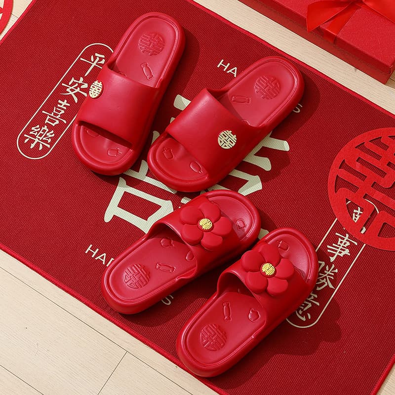 Wedding slippers women summer red EVA slippers festive sandals zodiac year home thick festive sole bridal shoes wholesale