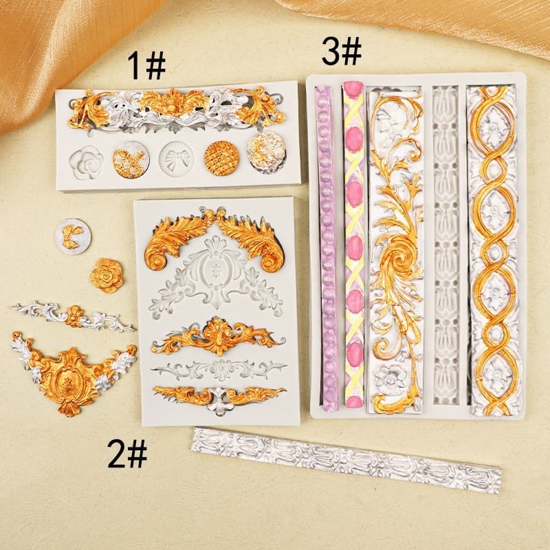 Border Palace Relief Series European Style Vintage Decorative Relief Fondant Cake Baking Combination Silicone Mold