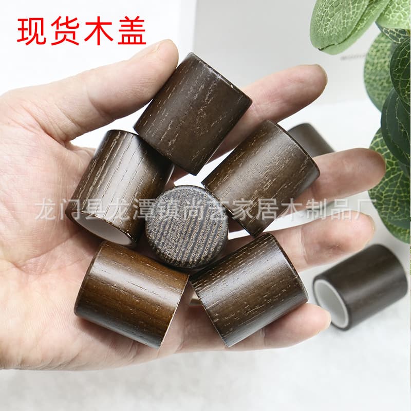 Wooden Lids in Stock: 21-Tooth White Ash Solid Wood Walnut Color Lids, 28-Tooth Aromatherapy Wood Lids, 21-Tooth Perfume Wood Lids