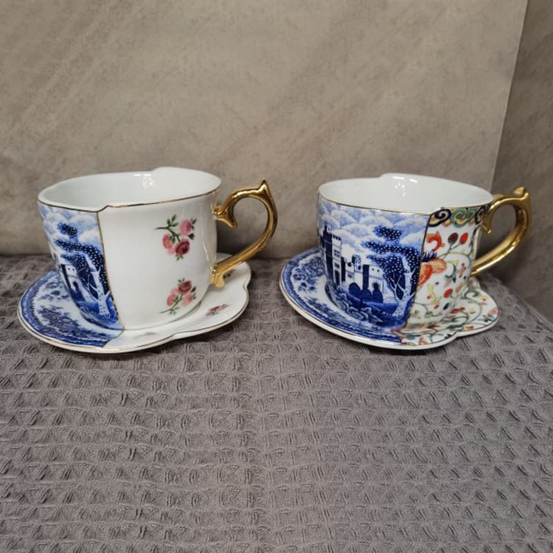 Elegant British Style Afternoon Tea Cup Set Floral Coffee Cup and Plate Home Use Lightweight Luxury Cross-Border Product