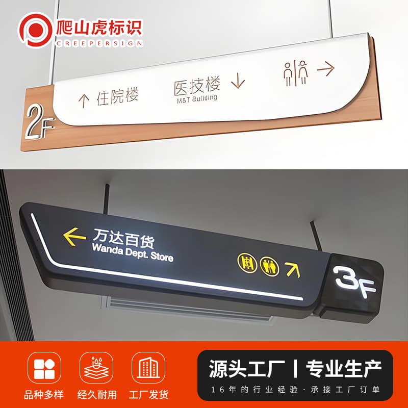 Mall Hanging Sign Lightbox - Parking lot suspended direction sign, entrance archway, vehicle guidance board.