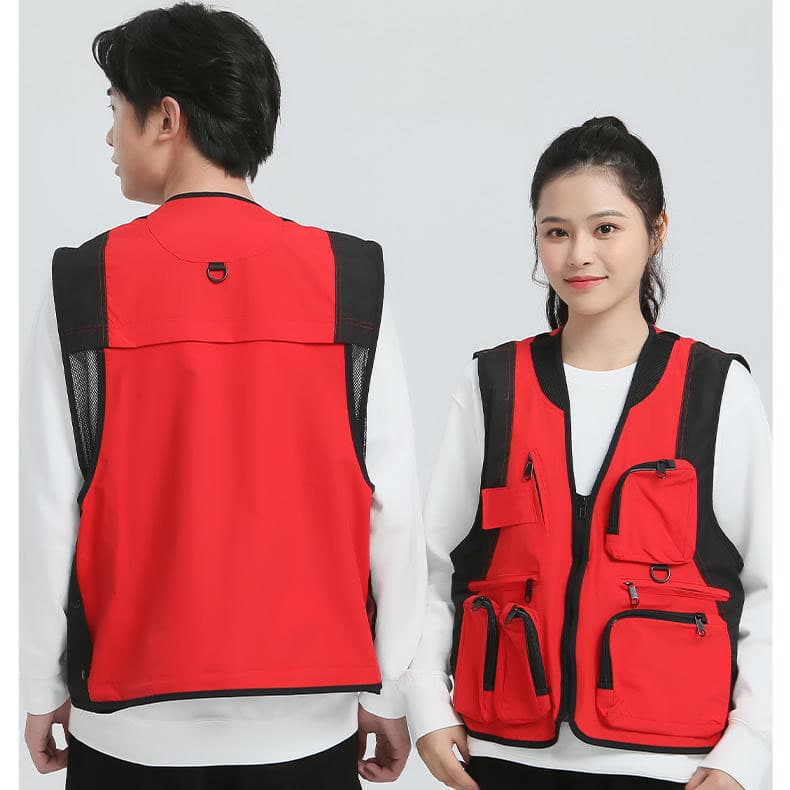 2025 Multi-Pocket Photographer Vest Workwear Printed Embroidered Advertising Shirt Custom Urban Fashion Vest