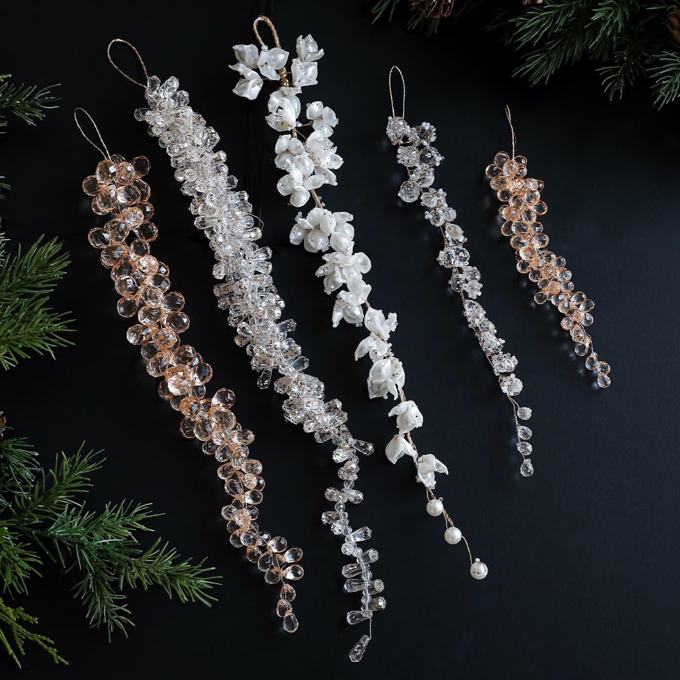 New Clear Acrylic Crystal Ice Grape Cluster Hanging Decoration Pearl Drop String Christmas Tree Ornament
