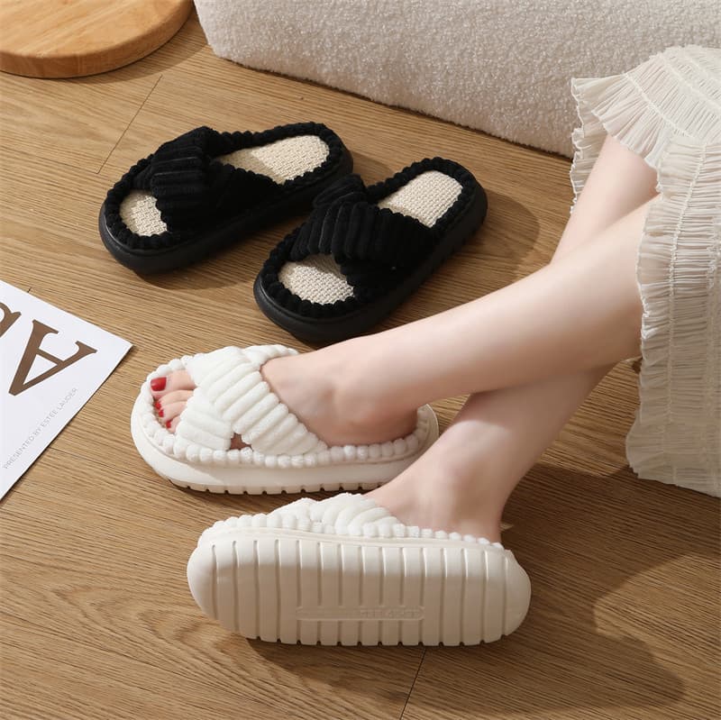 Corduroy Home Cotton Slippers Women's Wholesale Indoor Men Women's Eva Thick Bottom Anti-slip Floor Home Warm