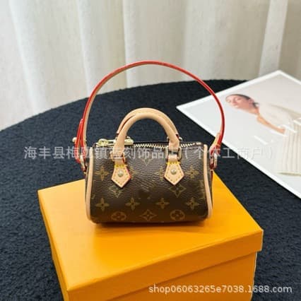 Lv Takashi Murakami White Tricolor Mini Pillow Bag Light Luxury Trendy Monogram Bag Charm Handmade Denim Fabric Charm
