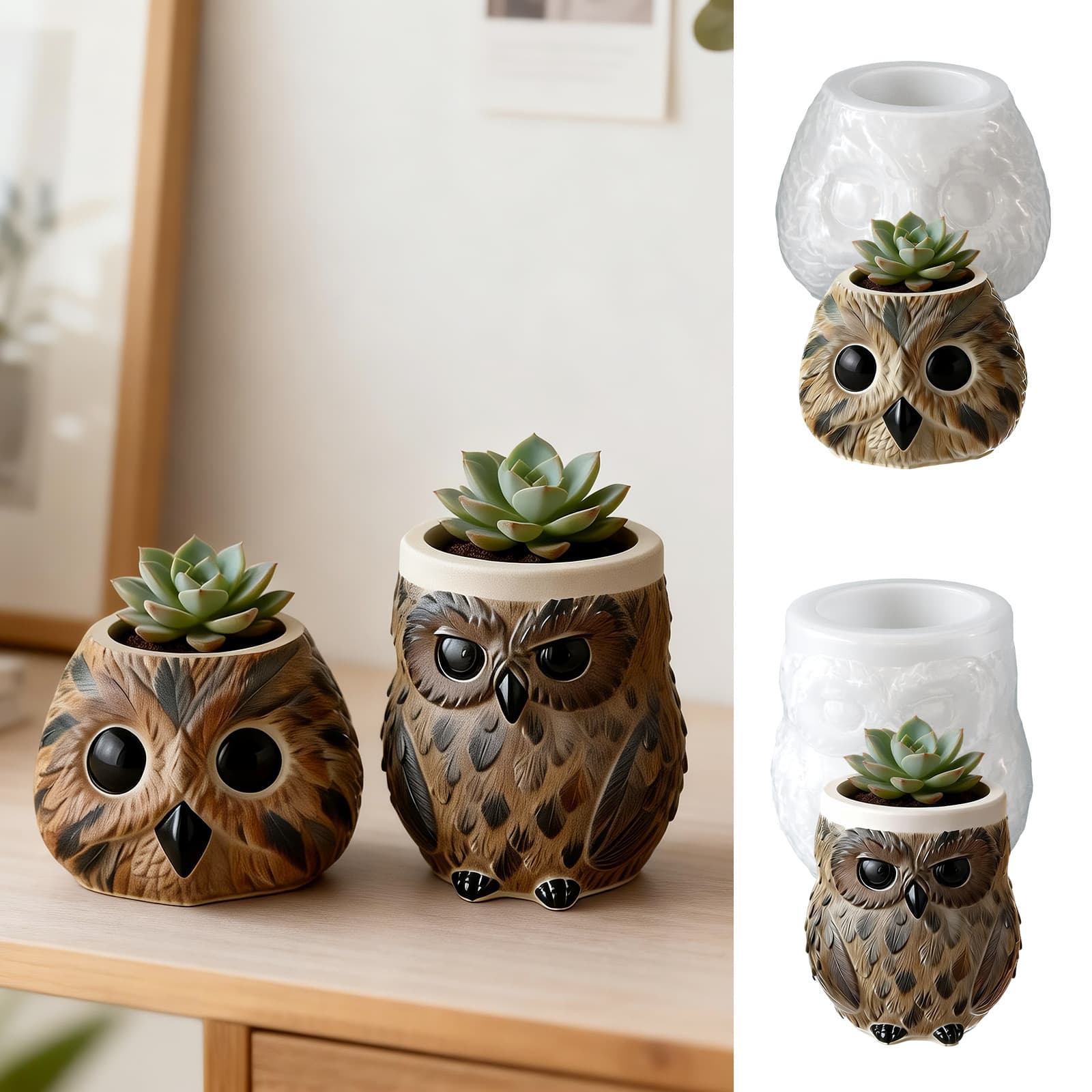 Factory direct sales creative owl vase plaster ornaments DIY aromatherapy storage jar candle cup silicone mold