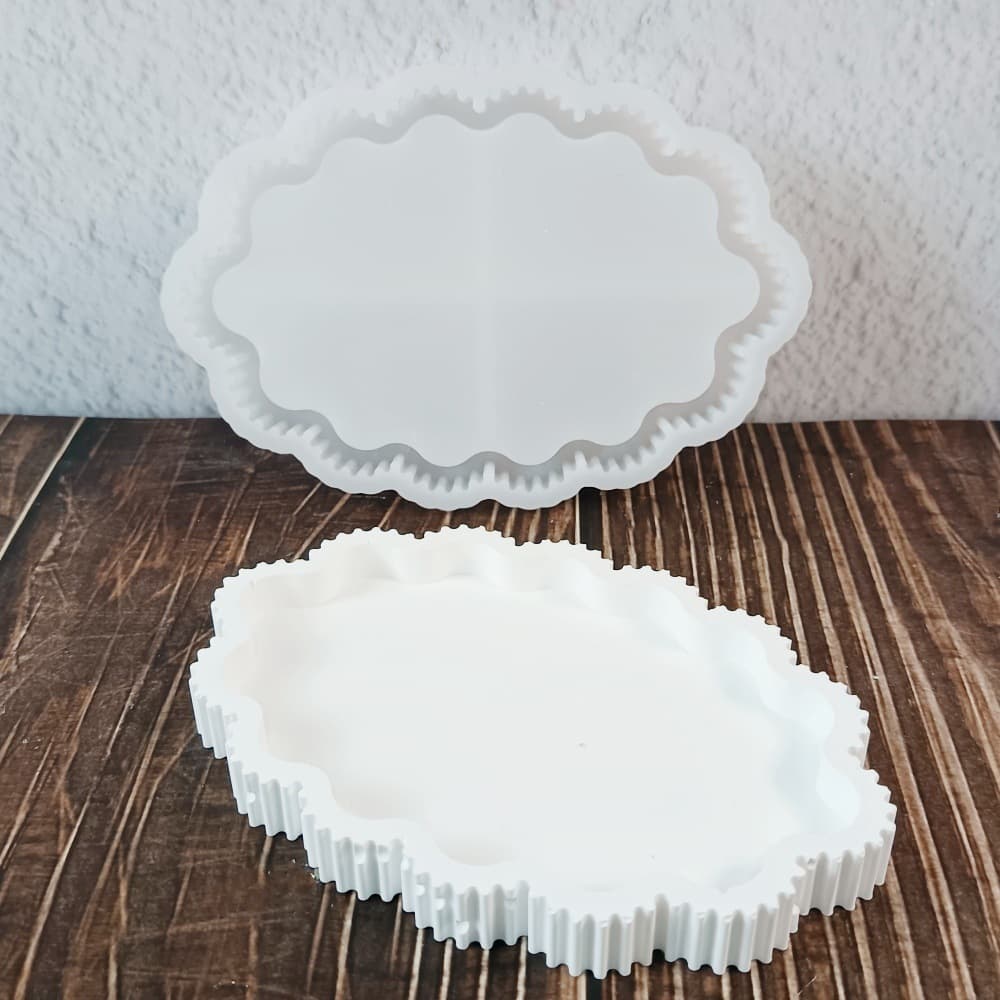 S1597 Cloud Stripe Tray Decoration Cement Plaster Mold DIY Silicone Mold